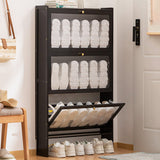 Modern Minimalist Rectangular Shoe Storage Cabinet with Nan Bamboo Composite Panels – Large Capacity, 2- or 3-Door Entryway Cabinet