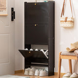 Modern Minimalist Rectangular Shoe Storage Cabinet with Nan Bamboo Composite Panels – Large Capacity, 2- or 3-Door Entryway Cabinet