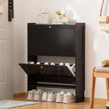 Modern Minimalist Rectangular Shoe Storage Cabinet with Nan Bamboo Composite Panels – Large Capacity, 2- or 3-Door Entryway Cabinet
