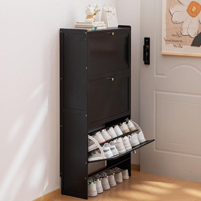 Modern Minimalist Rectangular Shoe Storage Cabinet with Nan Bamboo Composite Panels – Large Capacity, 2- or 3-Door Entryway Cabinet
