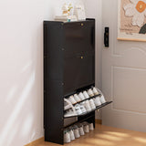 Modern Minimalist Rectangular Shoe Storage Cabinet with Nan Bamboo Composite Panels – Large Capacity, 2- or 3-Door Entryway Cabinet