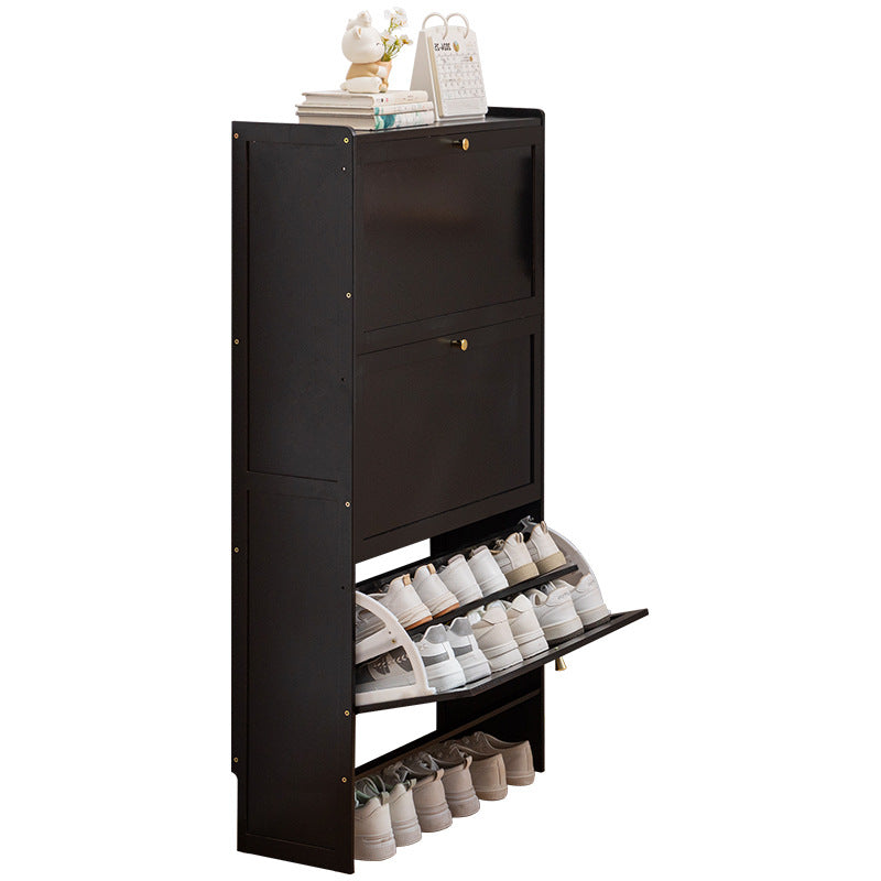 Modern Minimalist Rectangular Shoe Storage Cabinet with Nan Bamboo Composite Panels – Large Capacity, 2- or 3-Door Entryway Cabinet