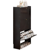 Modern Minimalist Rectangular Shoe Storage Cabinet with Nan Bamboo Composite Panels – Large Capacity, 2- or 3-Door Entryway Cabinet
