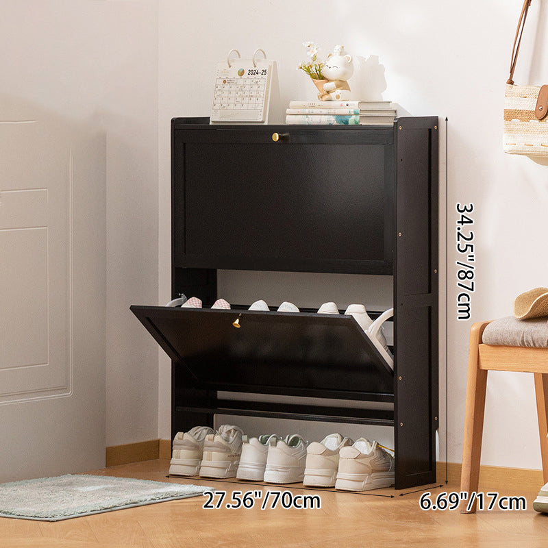 Modern Minimalist Rectangular Shoe Storage Cabinet with Nan Bamboo Composite Panels – Large Capacity, 2- or 3-Door Entryway Cabinet