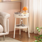 Modern Minimalist Round Coffee Table with Hidden Storage – 2-Tier Plastic Design for Living Room