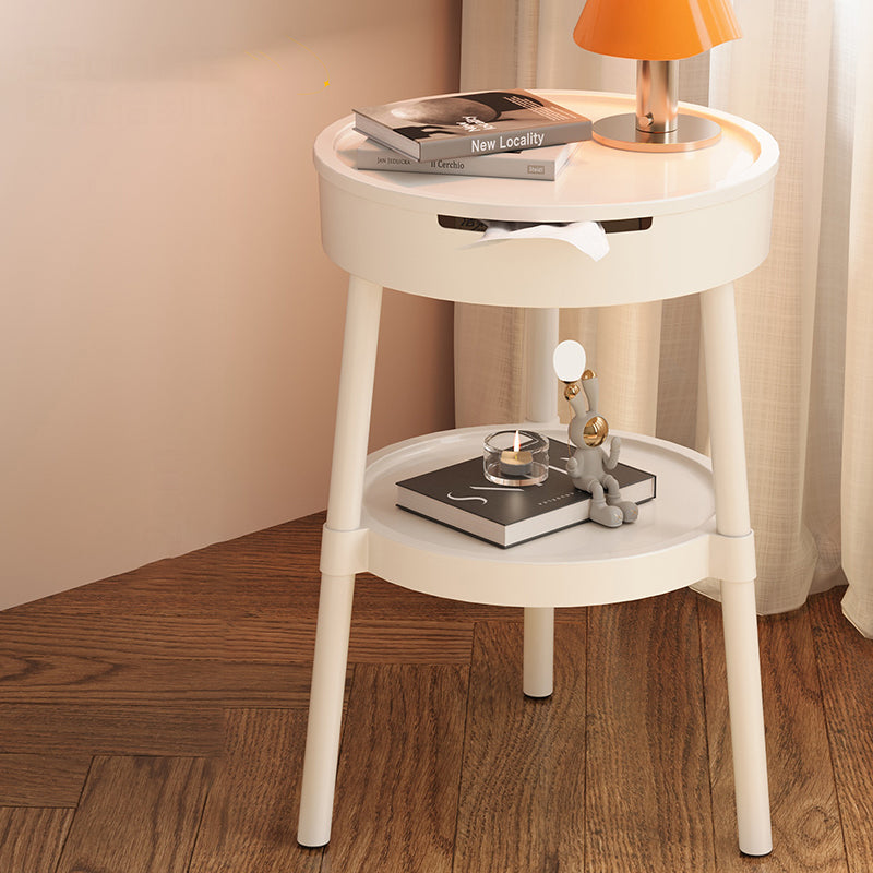 Modern Minimalist Round Coffee Table with Hidden Storage – 2-Tier Plastic Design for Living Room