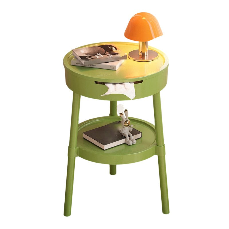 Modern Minimalist Round Coffee Table with Hidden Storage – 2-Tier Plastic Design for Living Room