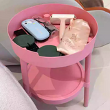 Modern Minimalist Round Coffee Table with Hidden Storage – 2-Tier Plastic Design for Living Room