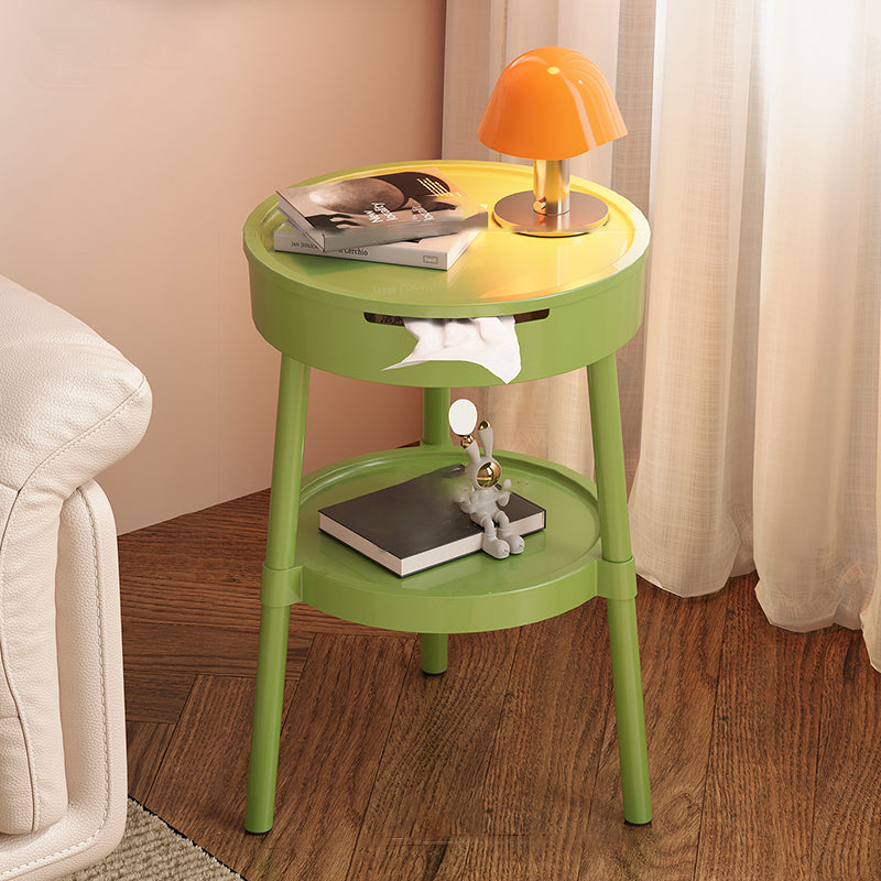 Modern Minimalist Round Coffee Table with Hidden Storage – 2-Tier Plastic Design for Living Room