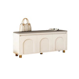 Nordic Contemporary Rectangular MDF Faux Leather Cushioned Sponge Shoe Bench – Backless, Armless Hallway Stool