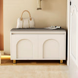 Nordic Contemporary Rectangular MDF Faux Leather Cushioned Sponge Shoe Bench – Backless, Armless Hallway Stool