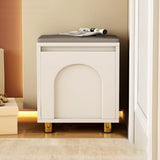 Nordic Contemporary Rectangular MDF Faux Leather Cushioned Sponge Shoe Bench – Backless, Armless Hallway Stool