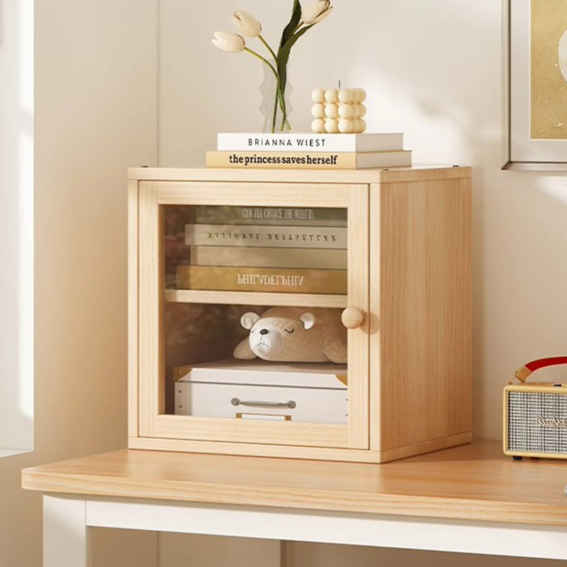 Modern Minimalist Square Storage Cabinet – Solid Wood, MDF & Acrylic Construction – Half-Cabinet for Study