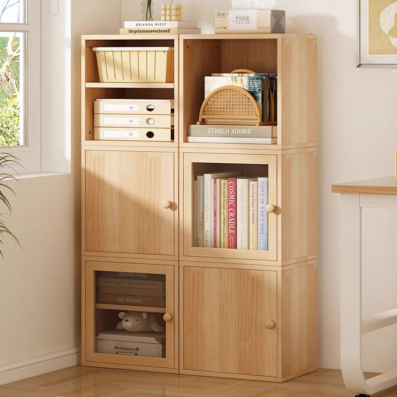 Modern Minimalist Square Storage Cabinet – Solid Wood, MDF & Acrylic Construction – Half-Cabinet for Study