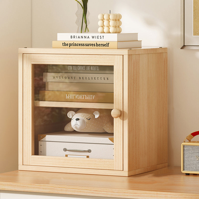 Modern Minimalist Square Storage Cabinet – Solid Wood, MDF & Acrylic Construction – Half-Cabinet for Study