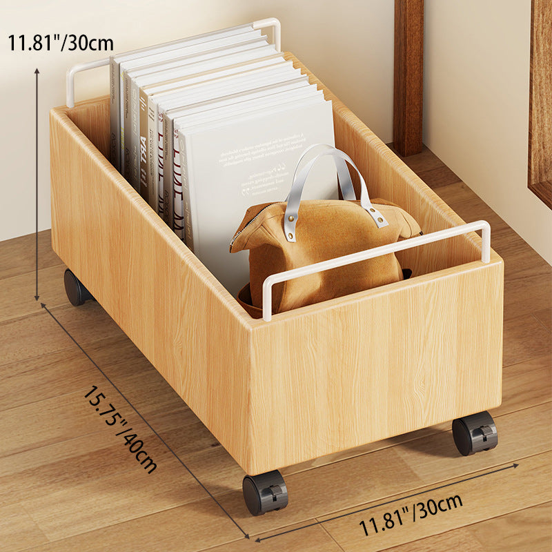 Modern Minimalist Movable Solid Wood Kids Storage Cabinet - Rectangular 1-Door Design, Ideal for Study