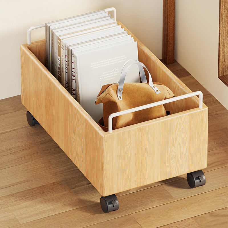 Modern Minimalist Movable Solid Wood Kids Storage Cabinet - Rectangular 1-Door Design, Ideal for Study