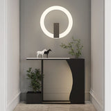 Ultra-Narrow Modern Minimalist Geometric Iron & Marble Console Table - 2-Tier for Entryway