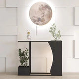 Ultra-Narrow Modern Minimalist Geometric Iron & Marble Console Table - 2-Tier for Entryway