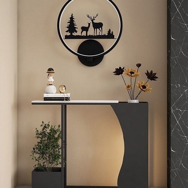 Ultra-Narrow Modern Minimalist Geometric Iron & Marble Console Table - 2-Tier for Entryway