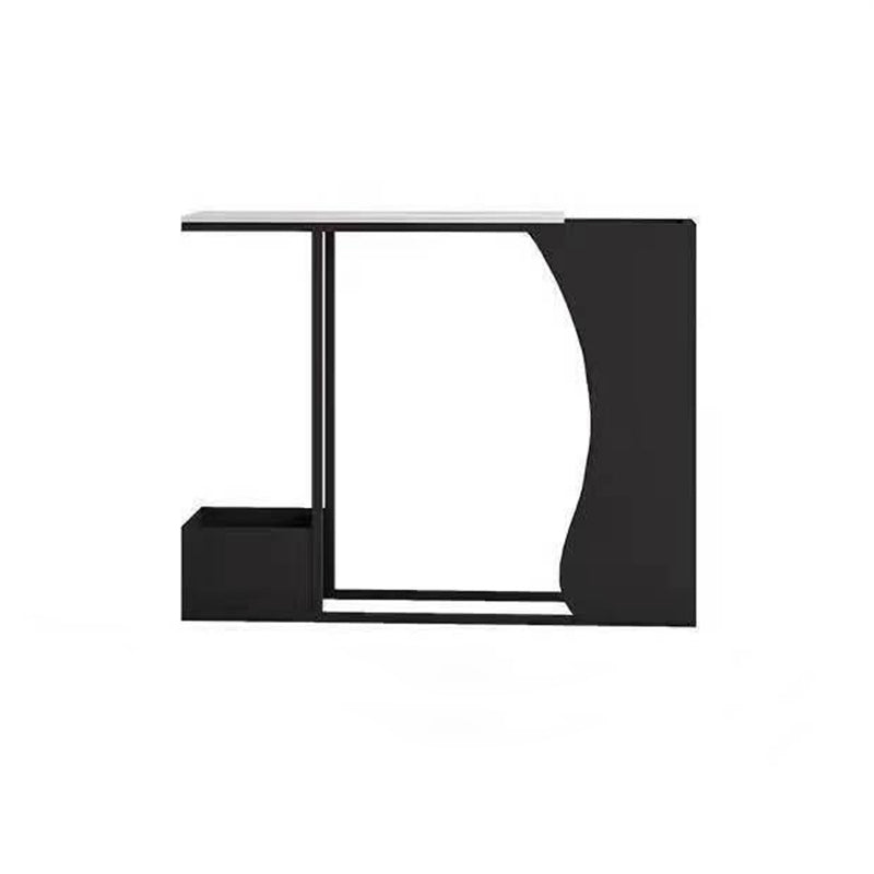 Ultra-Narrow Modern Minimalist Geometric Iron & Marble Console Table - 2-Tier for Entryway
