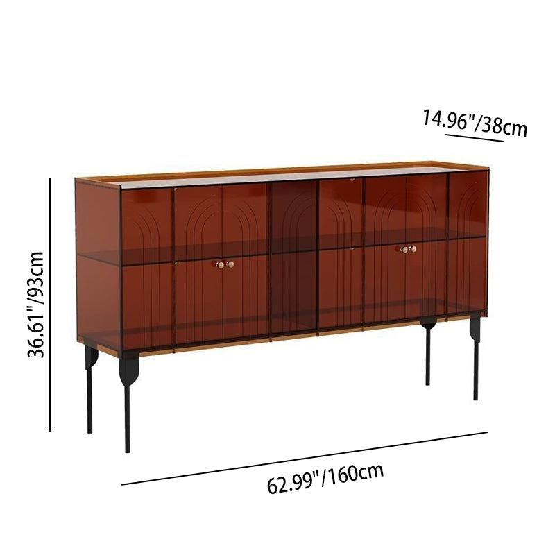 Sleek Contemporary Scandinavian Rectangular Iron & Acrylic 3-Tier Storage Cabinet for Living Room