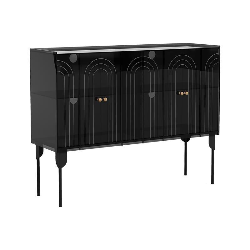 Sleek Contemporary Scandinavian Rectangular Iron & Acrylic 3-Tier Storage Cabinet for Living Room