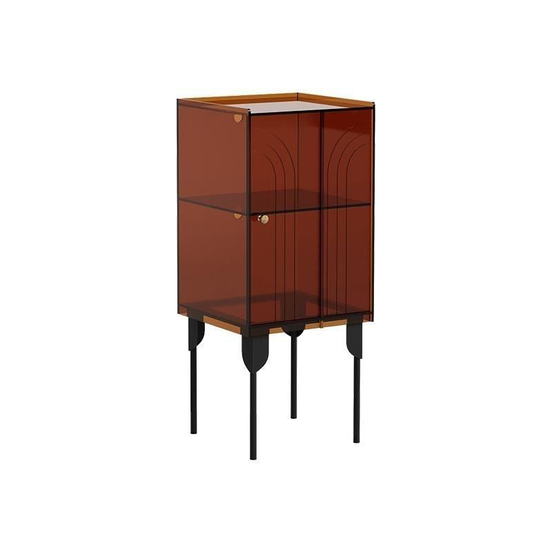 Sleek Contemporary Scandinavian Rectangular Iron & Acrylic 3-Tier Storage Cabinet for Living Room