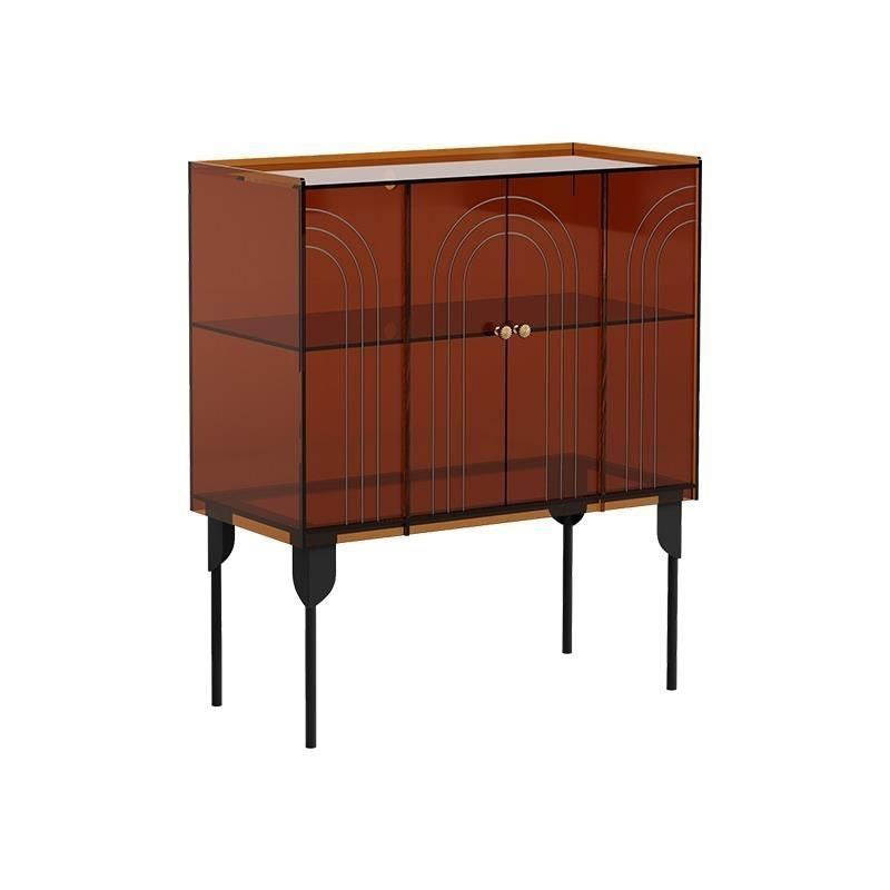 Sleek Contemporary Scandinavian Rectangular Iron & Acrylic 3-Tier Storage Cabinet for Living Room