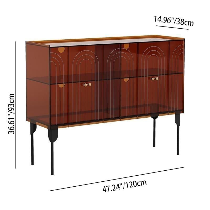 Sleek Contemporary Scandinavian Rectangular Iron & Acrylic 3-Tier Storage Cabinet for Living Room