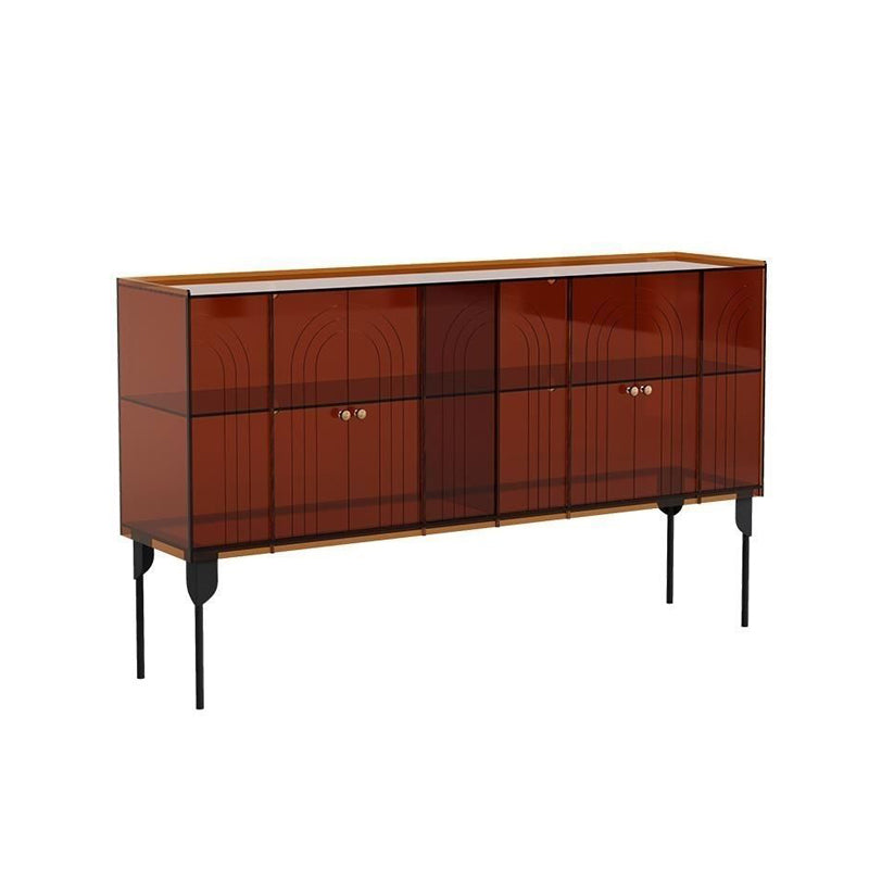 Sleek Contemporary Scandinavian Rectangular Iron & Acrylic 3-Tier Storage Cabinet for Living Room