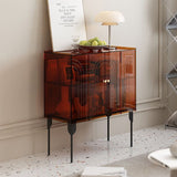 Sleek Contemporary Scandinavian Rectangular Iron & Acrylic 3-Tier Storage Cabinet for Living Room