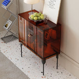 Sleek Contemporary Scandinavian Rectangular Iron & Acrylic 3-Tier Storage Cabinet for Living Room