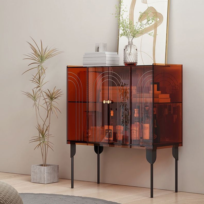 Sleek Contemporary Scandinavian Rectangular Iron & Acrylic 3-Tier Storage Cabinet for Living Room