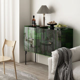 Sleek Contemporary Scandinavian Rectangular Iron & Acrylic 3-Tier Storage Cabinet for Living Room