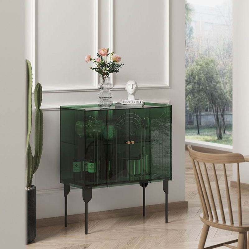 Sleek Contemporary Scandinavian Rectangular Iron & Acrylic 3-Tier Storage Cabinet for Living Room