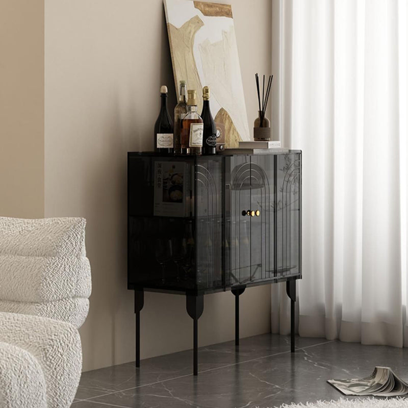 Sleek Contemporary Scandinavian Rectangular Iron & Acrylic 3-Tier Storage Cabinet for Living Room