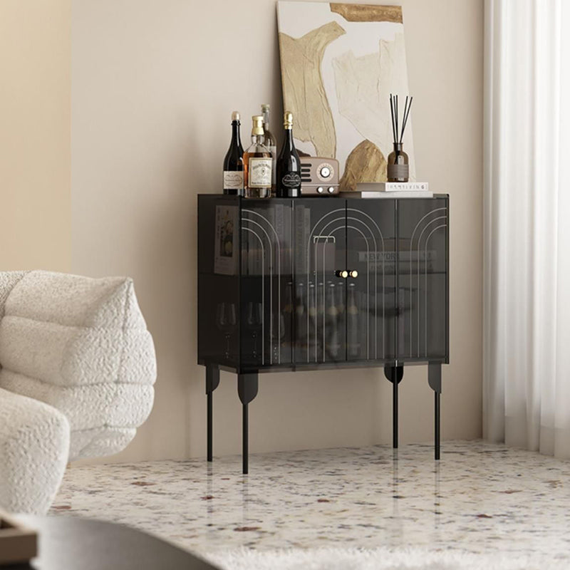Sleek Contemporary Scandinavian Rectangular Iron & Acrylic 3-Tier Storage Cabinet for Living Room