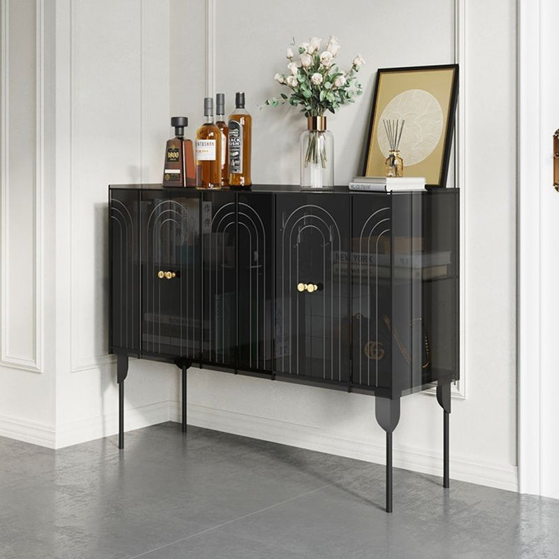 Sleek Contemporary Scandinavian Rectangular Iron & Acrylic 3-Tier Storage Cabinet for Living Room