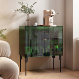 Sleek Contemporary Scandinavian Rectangular Iron & Acrylic 3-Tier Storage Cabinet for Living Room