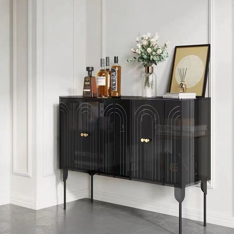 Sleek Contemporary Scandinavian Rectangular Iron & Acrylic 3-Tier Storage Cabinet for Living Room