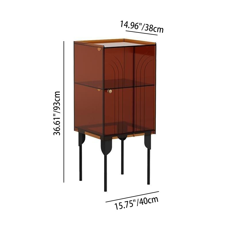 Sleek Contemporary Scandinavian Rectangular Iron & Acrylic 3-Tier Storage Cabinet for Living Room