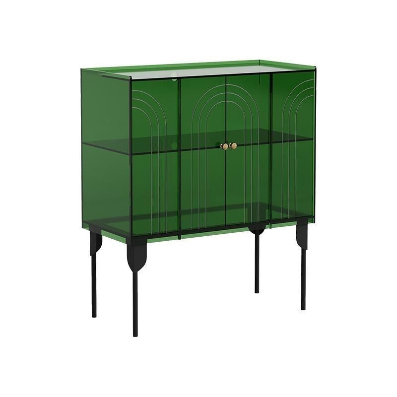 Sleek Contemporary Scandinavian Rectangular Iron & Acrylic 3-Tier Storage Cabinet for Living Room