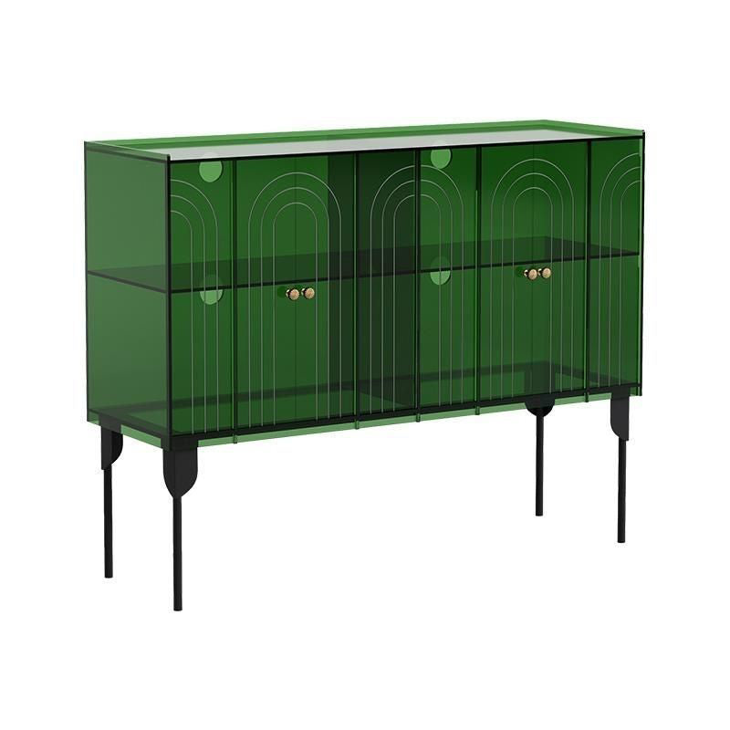 Sleek Contemporary Scandinavian Rectangular Iron & Acrylic 3-Tier Storage Cabinet for Living Room
