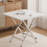 Modern Minimalist Square MDF Dining Table with Galvanized Steel Pipe Frame, Foldable for Four