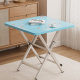 Modern Minimalist Square MDF Dining Table with Galvanized Steel Pipe Frame, Foldable for Four