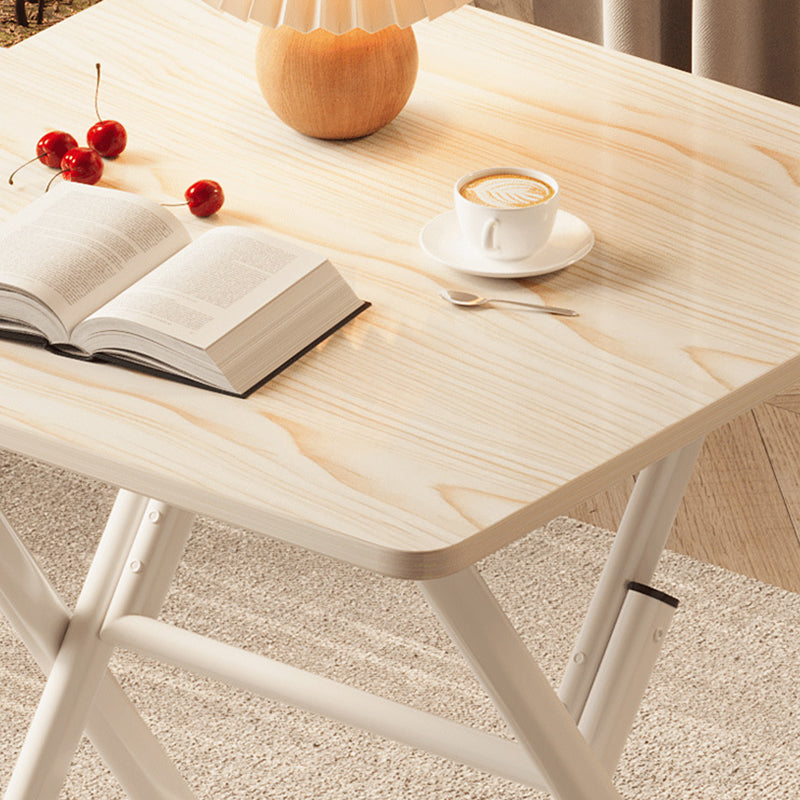 Modern Minimalist Square MDF Dining Table with Galvanized Steel Pipe Frame, Foldable for Four