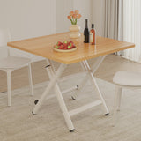 Modern Minimalist Square MDF Dining Table with Galvanized Steel Pipe Frame, Foldable for Four