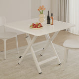 Modern Minimalist Square MDF Dining Table with Galvanized Steel Pipe Frame, Foldable for Four