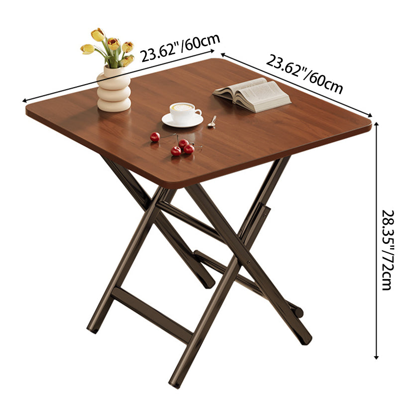 Modern Minimalist Square MDF Dining Table with Galvanized Steel Pipe Frame, Foldable for Four